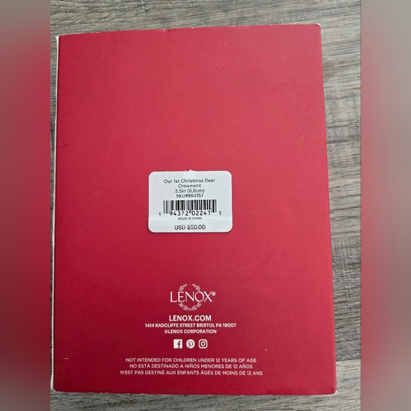 Lenox Our 1st Christmas Deer Ornament 3.5 inches, NWT - Picture 2 of 5